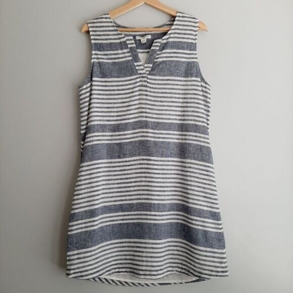 BEACH LUNCH LOUNGE | Linen Cotton Blend Stripped Mini Dress Mini Sz M - Picture 12 of 12